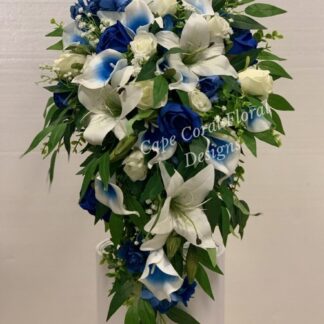 Blue & White Silk Cascade Bouquet