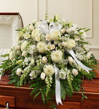 White Mixed Half Casket Spray