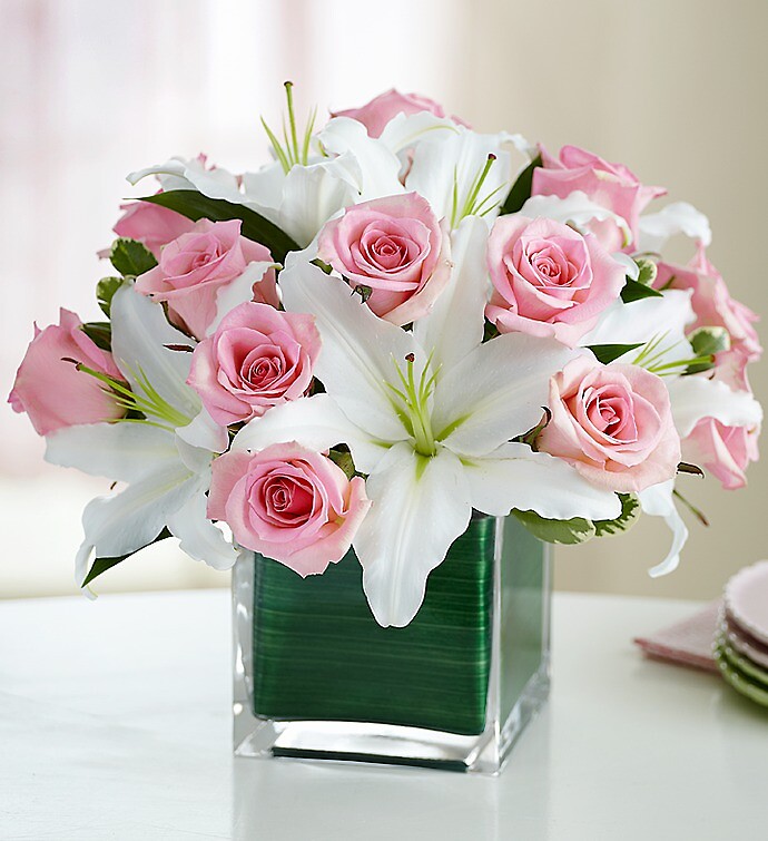 Modern Embrace Pink Rose & Lily Cube - Image 3