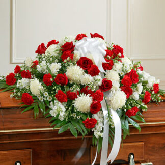 Red and White Half Casket Spray