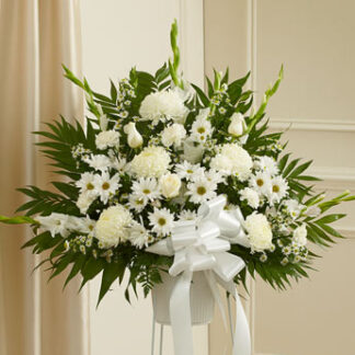 Heartfelt Sympathies White Standing Basket