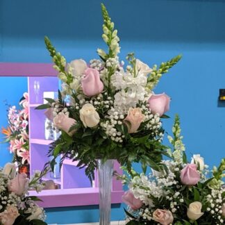 Pink and White High Style Centerpieces