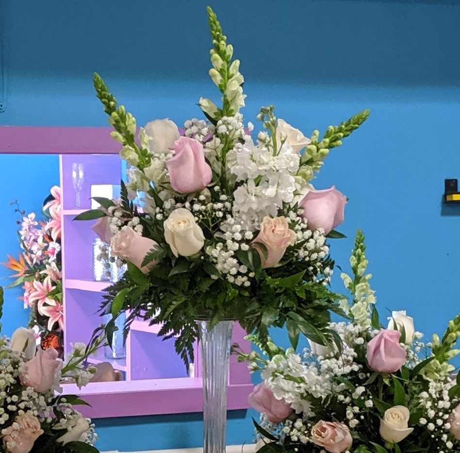 Pink and White High Style Centerpieces