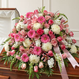 Pink and White Mixed Casket Spray