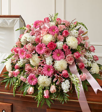 Pink and White Mixed Casket Spray