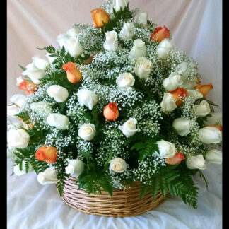 Ultimate Rose Basket Bouquet  (YOU CHOOSE THE ROSE COLORS)