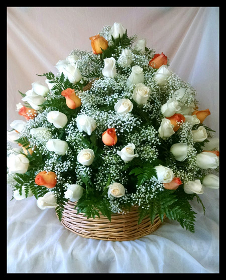 Ultimate Rose Basket Bouquet  (YOU CHOOSE THE ROSE COLORS)