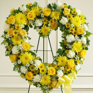 Yellow and White Standing Open Heart