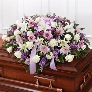Lavender & White Mixed Half Casket Spray