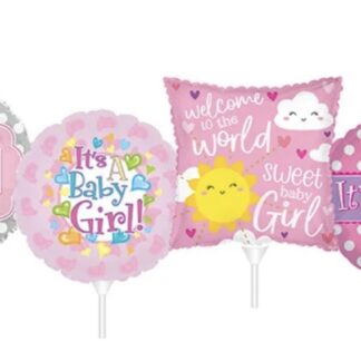 9" It's A Girl Stick Balloon