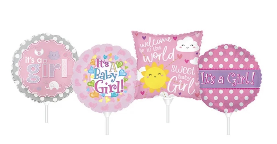 9" It's A Girl Stick Balloon
