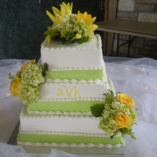 Rose, Lily and Hydrangea Decorated Cake
