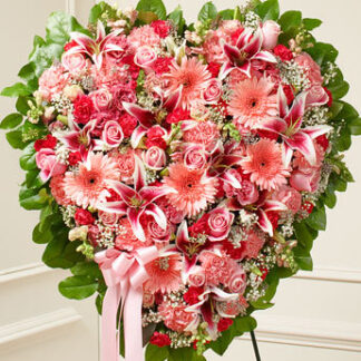Pink Mixed Flower Heart