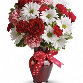 Hugs and Kisses Bouquet with Red Roses