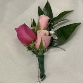 Ht & Lt Pink Spray Rose Boutonniere