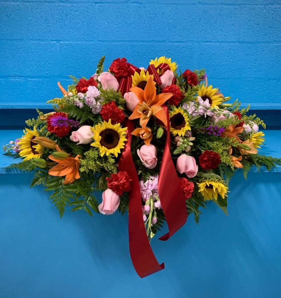 Sunflower Fields Half Casket Spray