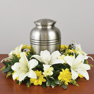 White and Yellow Urn Wreath