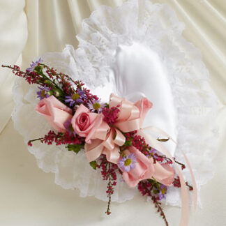 Pastel Satin Heart Casket Pillow