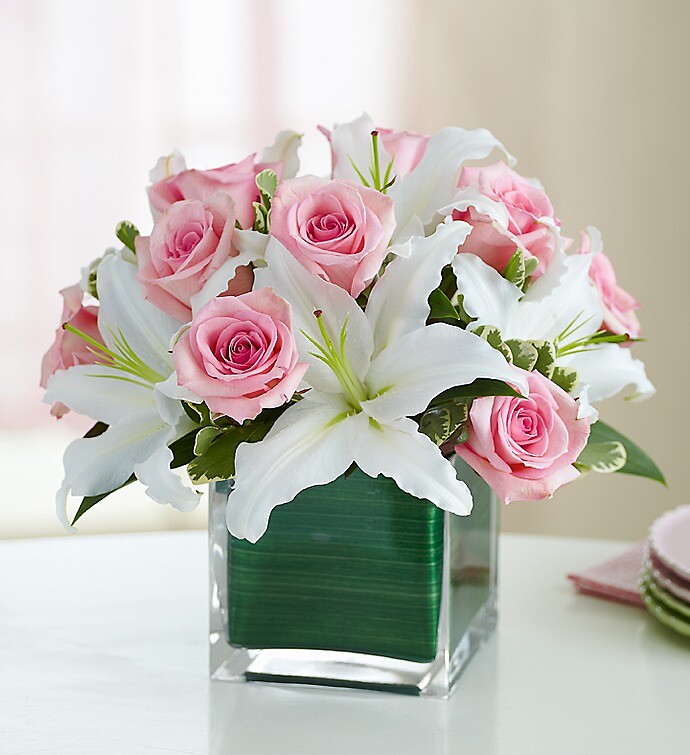 Modern Embrace Pink Rose & Lily Cube - Image 2