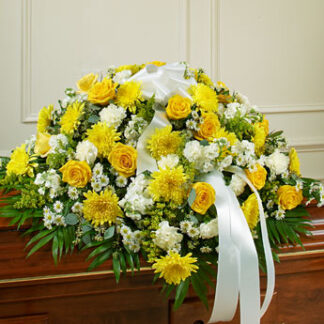 Yellow and White Casket Spray