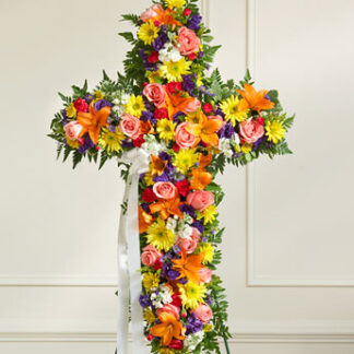 Multicolor Bright Mixed Flower Standing Cross