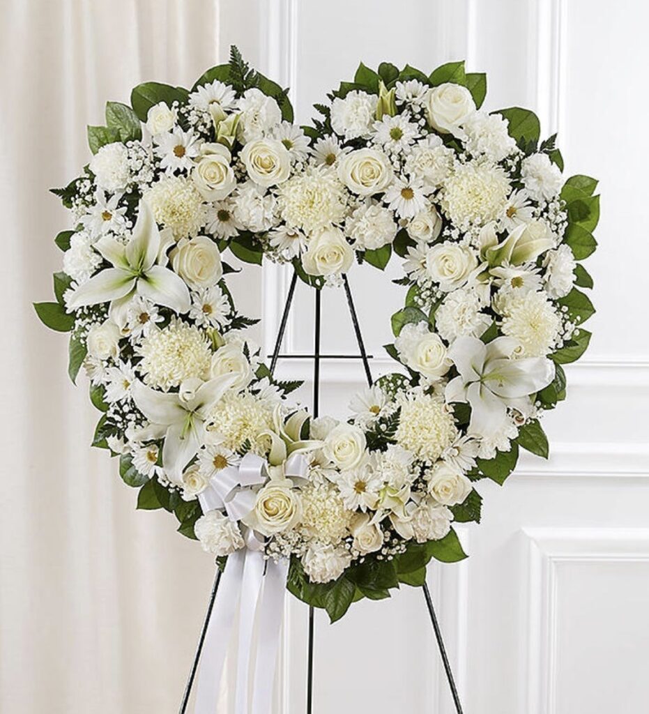 Always Remember White Floral Heart Tribute