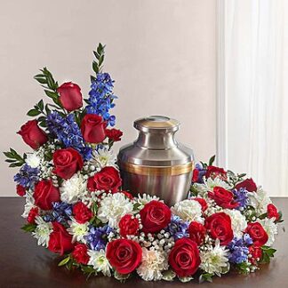 Cremation Wreath Red White and Blue