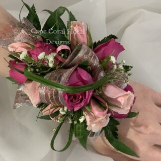 Ht & Lt Pink Spray Rose HM Corsage