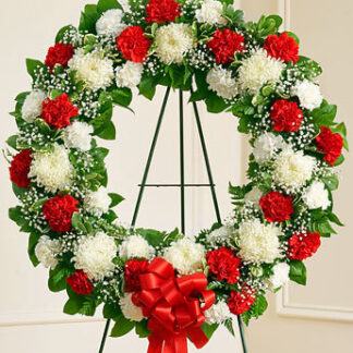 Serene Blessings Standing Wreath - Red & White