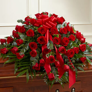Cherished Memories Red Rose Half Casket Spray