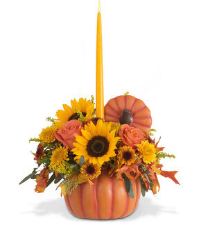 Pumpkin Centerpiece with Candle