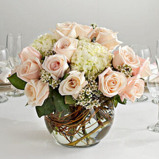 Wedding Centerpiece in Glass Bubble Bowl