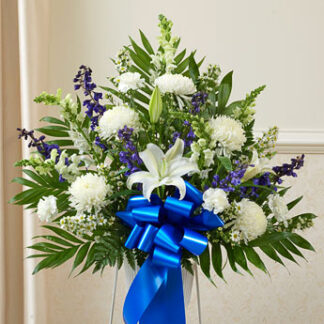 Heartfelt Sympathies Blue & White Standing Basket