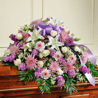 Cherished Memories Lavender Half Casket Spray